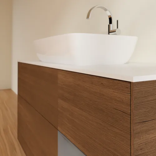 VILLEROY BOCH Toaletní skříňka Finion, s osvětlením, 3 výsuvy, 1200 x 603 x 501 mm, ořechová dýha / antracitový matný lak / bílé matné sklo #F831GKGN, obrázek 6