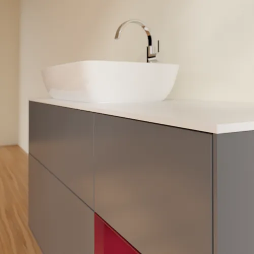 VILLEROY BOCH Toaletní skříňka Finion, s osvětlením, 3 výsuvy, 1200 x 603 x 501 mm, antracitový matný lak / pivoňkový matný lak / bílé matné sklo #F811HBGK, obrázek 6