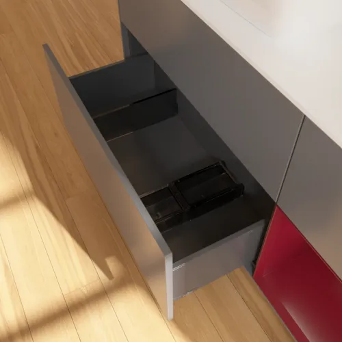 VILLEROY BOCH Toaletní skříňka Finion, s osvětlením, 3 výsuvy, 1200 x 603 x 501 mm, antracitový matný lak / pivoňkový matný lak / bílé matné sklo #F811HBGK, obrázek 7