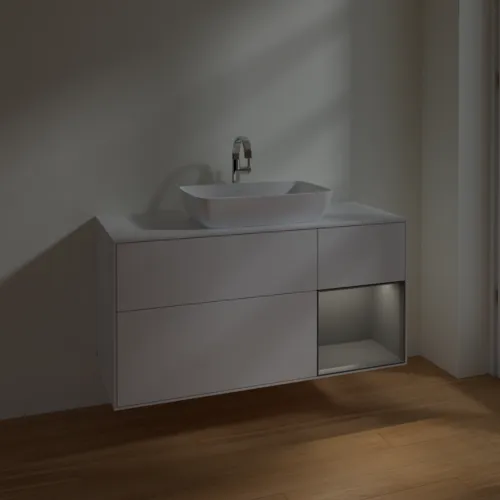 VILLEROY BOCH Toaletní skříňka Finion, s osvětlením, 3 výsuvy, 1200 x 603 x 501 mm, lesklý bílý lak / antracitový matný lak / bílé matné sklo #F831GKGF, obrázek 5