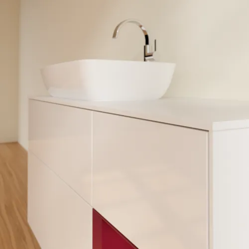 VILLEROY BOCH Toaletní skříňka Finion, s osvětlením, 3 výsuvy, 1200 x 603 x 501 mm, lesklý bílý lak / matný lak Pivoňka / matné bílé sklo #F811HBGF, obrázek 6