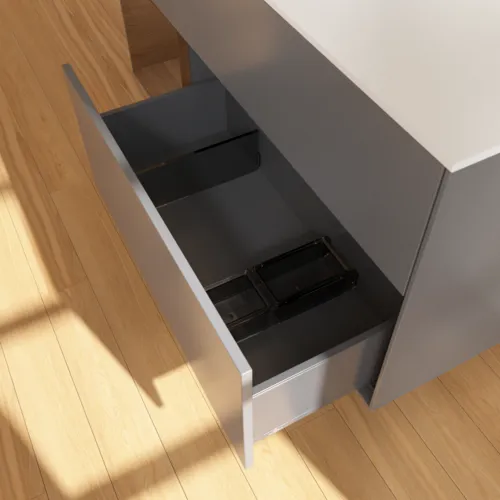 VILLEROY BOCH Toaletní skříňka Finion, s osvětlením, 3 výsuvy, 1200 x 603 x 501 mm, antracit matný lak / ořechová dýha / sklo bílé matné #F821GNGK, obrázek 7