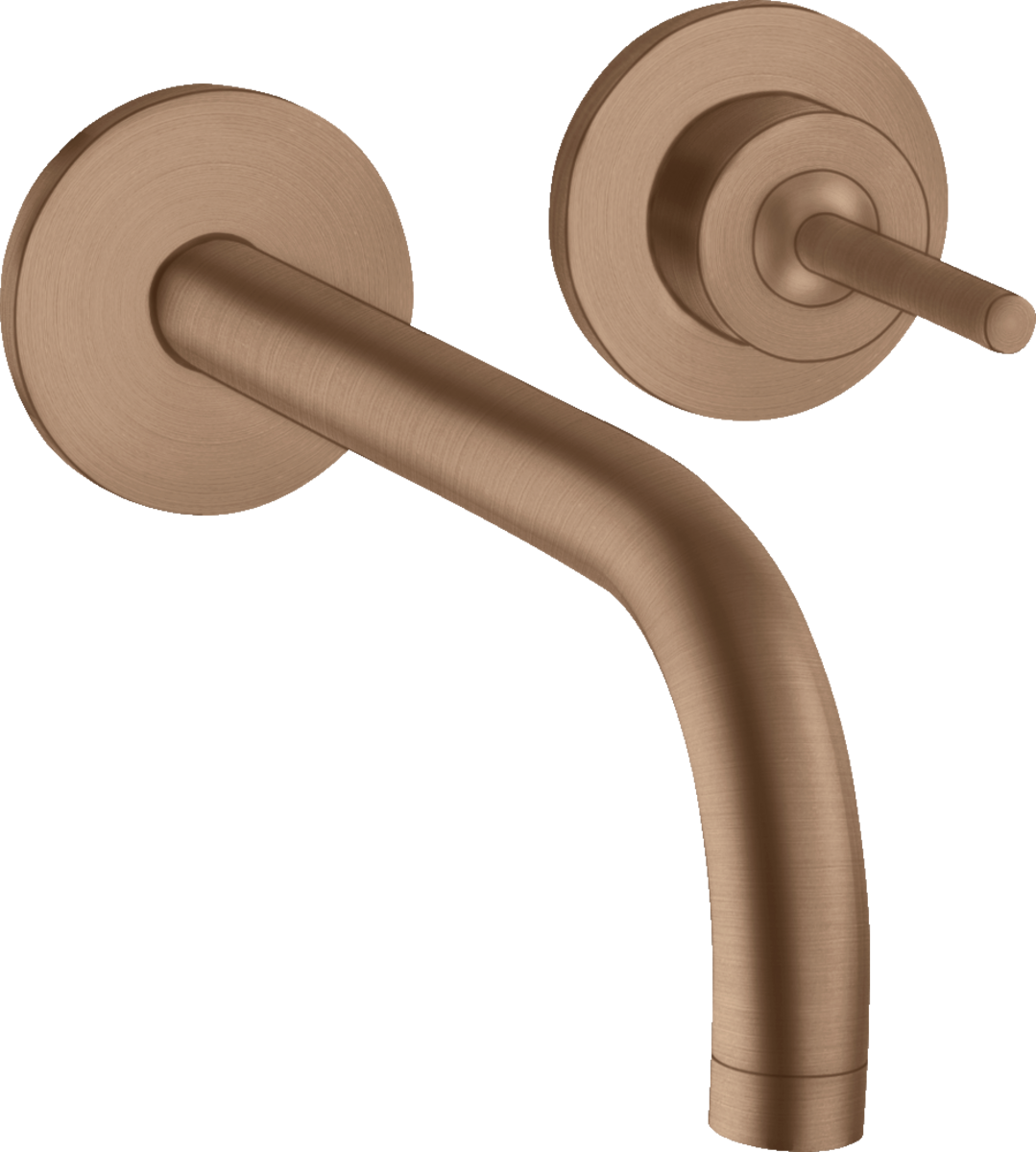 HANSGROHE AXOR Uno podomítková jednopáková umyvadlová baterie pro montáž na stěnu s výtokem 225 mm a rozetami #38116310 - Brushed Red Gold