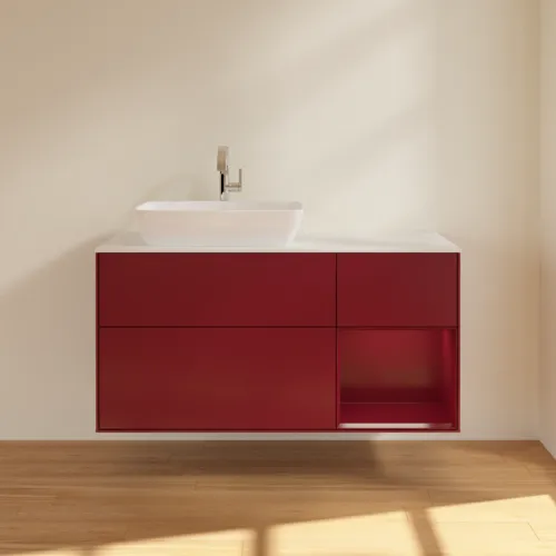 VILLEROY BOCH Toaletní skříňka Finion, s osvětlením, 3 výsuvy, 1200 x 603 x 501 mm, Peony Matt Lacquer / Peony Matt Lacquer / Glass White Matt #F811HBHB, obrázek 3