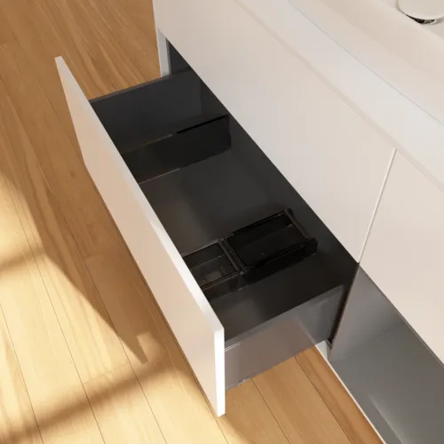 VILLEROY BOCH Toaletní skříňka Finion, s osvětlením, 3 výsuvy, 1200 x 603 x 501 mm, bílý matný lak / antracitový matný lak / bílé matné sklo #F831GKMT, obrázek 7