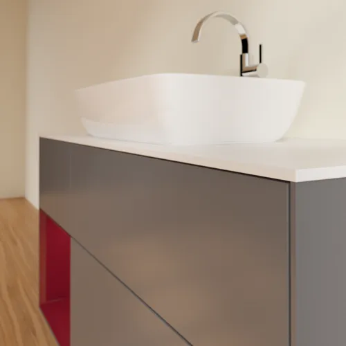 VILLEROY BOCH Toaletní skříňka Finion, s osvětlením, 3 výsuvy, 1200 x 603 x 501 mm, antracitový matný lak / pivoňkový matný lak / bílé matné sklo #F821HBGK, obrázek 6