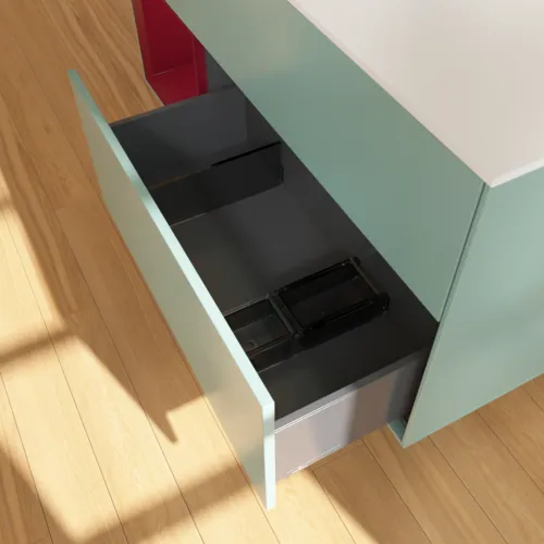 VILLEROY BOCH Toaletní skříňka Finion, s osvětlením, 3 výsuvy, 1200 x 603 x 501 mm, olivový matný lak / pivoňkový matný lak / bílé matné sklo #F821HBGM, obrázek 7