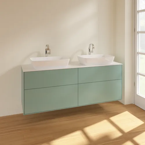 VILLEROY BOCH Toaletní skříňka Finion, 4 výsuvy, 1600 x 603 x 501 mm, olivově matný lak / sklo bílé matné #F84100GM, obrázek 2
