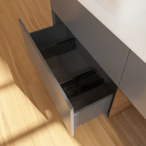 VILLEROY BOCH Toaletní skříňka Finion, s osvětlením, 3 výsuvy, 1200 x 603 x 501 mm, antracit matný lak / ořechová dýha / sklo bílé matné #F811GNGK, obrázek 7