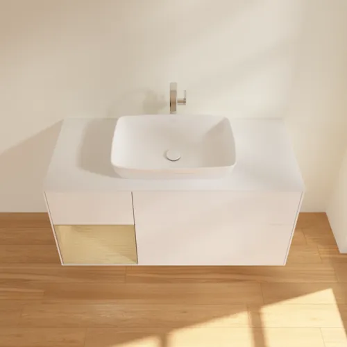 VILLEROY BOCH Toaletní skříňka Finion, s osvětlením, 3 výsuvy, 1200 x 603 x 501 mm, bílý matný lak / dubová dýha / sklo bílé matné #F821PCMT, obrázek 4