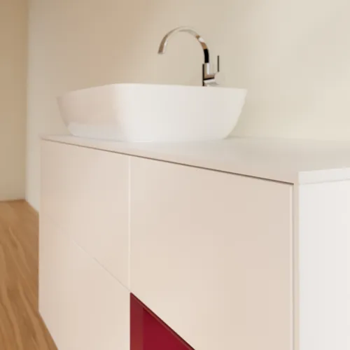 VILLEROY BOCH Toaletní skříňka Finion, s osvětlením, 3 výsuvy, 1200 x 603 x 501 mm, bílý matný lak / pivoňkový matný lak / sklo bílé matné #F811HBMT, obrázek 6