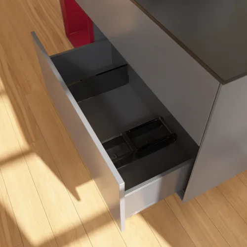 VILLEROY BOCH Toaletní skříňka Finion, s osvětlením, 3 výsuvy, 1200 x 603 x 501 mm, antracitový matný lak / pivoňkový matný lak / černé matné sklo #F822HBGK, obrázek 7