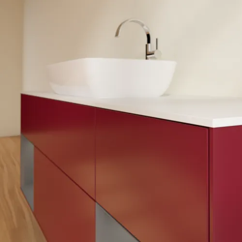 VILLEROY BOCH Toaletní skříňka Finion, s osvětlením, 4 výsuvy, 1600 x 603 x 501 mm, matný lak Pivoňka / matný lak Antracit / matné sklo Bílá #F861GKHB, obrázek 6
