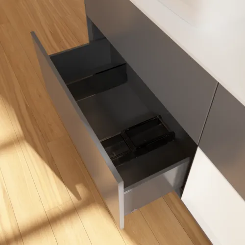 VILLEROY BOCH Toaletní skříňka Finion, s osvětlením, 3 výsuvy, 1200 x 603 x 501 mm, antracitový matný lak / bílý matný lak / bílé matné sklo #F811MTGK, obrázek 7