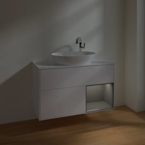 VILLEROY BOCH Toaletní skříňka Finion, s osvětlením, 2 výsuvy, 1000 x 603 x 501 mm, bílý matný lak / antracitový matný lak / bílé matné sklo #F901GKMT, obrázek 5