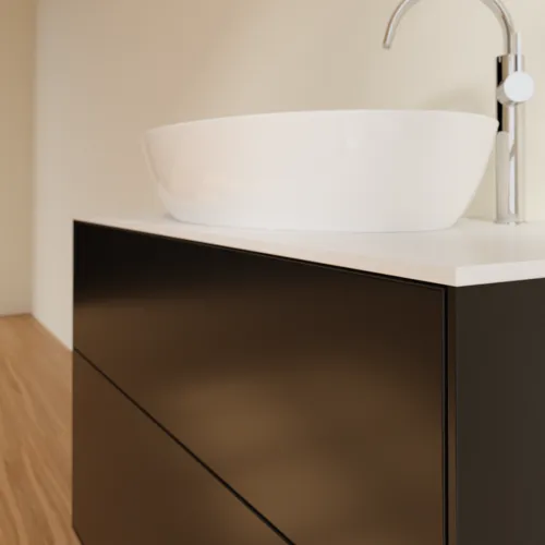 VILLEROY BOCH Toaletní skříňka Finion, 2 výsuvy, 1000 x 603 x 501 mm, černý matný lak / bílé matné sklo #F88100PD, obrázek 5