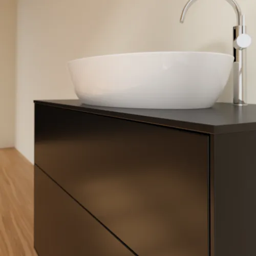VILLEROY BOCH Toaletní skříňka Finion, 2 výsuvy, 1000 x 603 x 501 mm, černý matný lak / černé matné sklo #F88200PD, obrázek 5