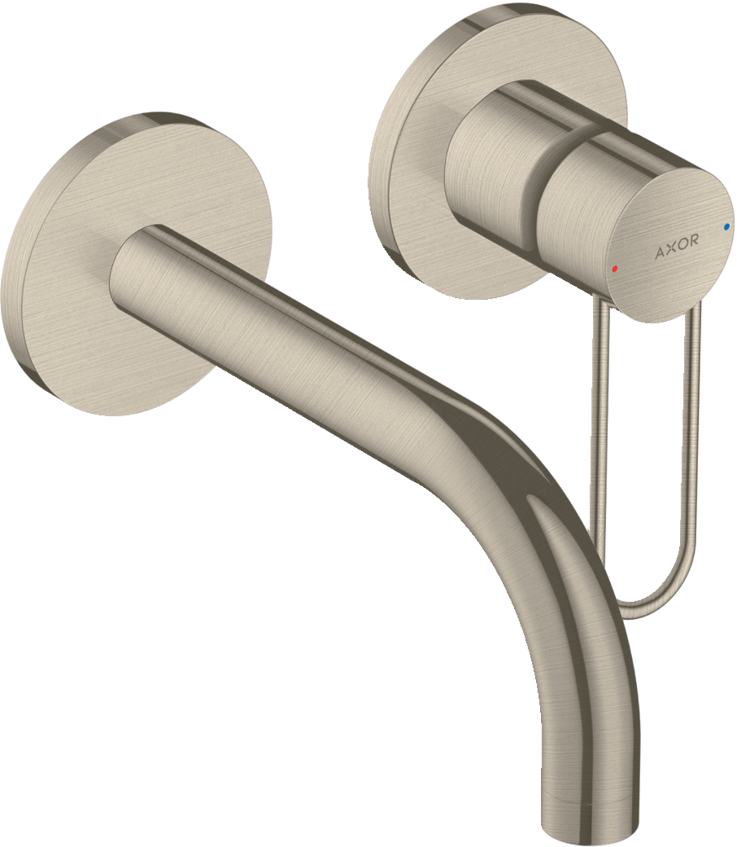 HANSGROHE AXOR Uno podomítková jednopáková umyvadlová baterie pro montáž na stěnu s rukojetí a výtokem 165 mm #38121820 - kartáčovaný nikl