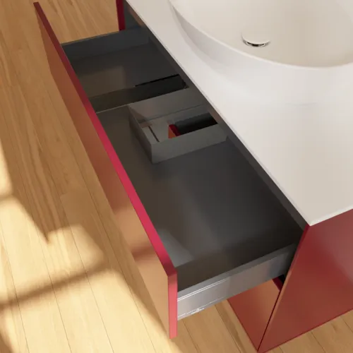 VILLEROY BOCH Toaletní skříňka Finion, s osvětlením, 2 výsuvy, 1000 x 603 x 501 mm, Pivoňka matný lak / Antracit matný lak / Sklo bílé matné #F891GKHB, obrázek 8