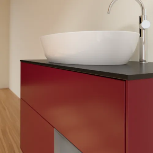 VILLEROY BOCH Toaletní skříňka Finion, s osvětlením, 2 výsuvy, 1000 x 603 x 501 mm, Pivoňka matný lak / Antracit matný lak / Sklo černé matné #F902GKHB, obrázek 6