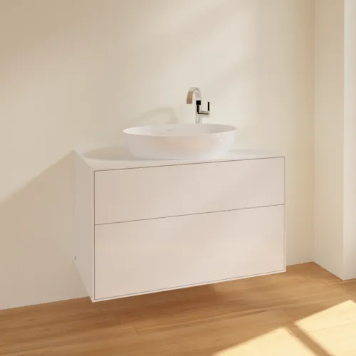VILLEROY BOCH Toaletní skříňka Finion, 2 výsuvy, 1000 x 603 x 501 mm, lesklý bílý lak / sklo bílé matné #F88100GF, obrázek 2