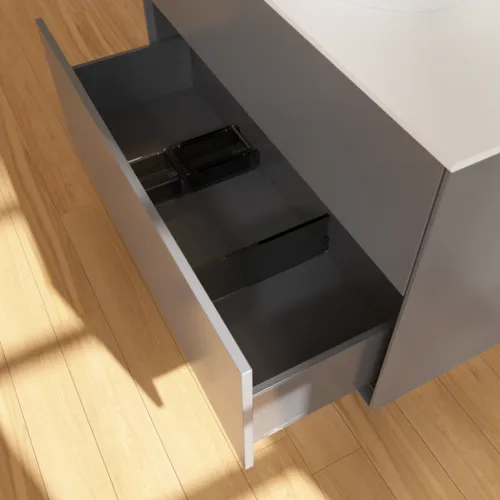 VILLEROY BOCH Toaletní skříňka Finion, 2 výsuvy, 1000 x 603 x 501 mm, antracit matný lak / sklo bílé matné #F88100GK, obrázek 6