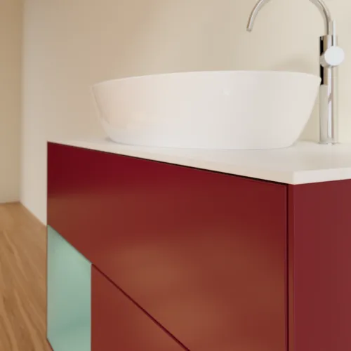 VILLEROY BOCH Toaletní skříňka Finion, s osvětlením, 2 výsuvy, 1000 x 603 x 501 mm, Pivoňka matný lak / Olivový matný lak / Sklo bílé matné #F891GMHB, obrázek 6