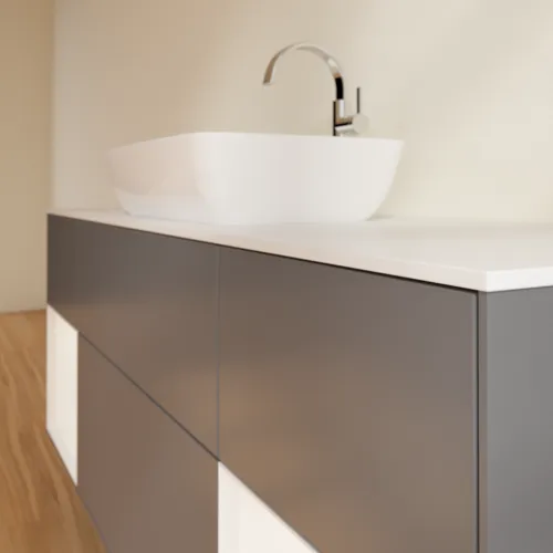 VILLEROY BOCH Toaletní skříňka Finion, s osvětlením, 4 výsuvy, 1600 x 603 x 501 mm, antracitový matný lak / bílý matný lak / bílé matné sklo #F861MTGK, obrázek 6