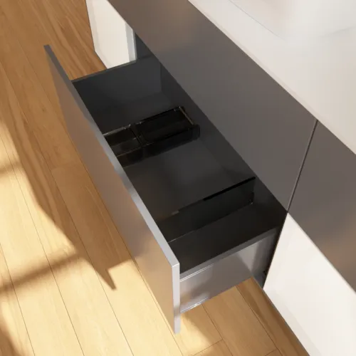 VILLEROY BOCH Toaletní skříňka Finion, s osvětlením, 4 výsuvy, 1600 x 603 x 501 mm, antracitový matný lak / bílý matný lak / bílé matné sklo #F861MTGK, obrázek 7