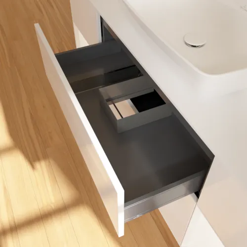 VILLEROY BOCH Toaletní skříňka Finion, s osvětlením, 4 výsuvy, 1600 x 603 x 501 mm, lesklý bílý lak / bílý matný lak / bílé matné sklo #F861MTGF, obrázek 8