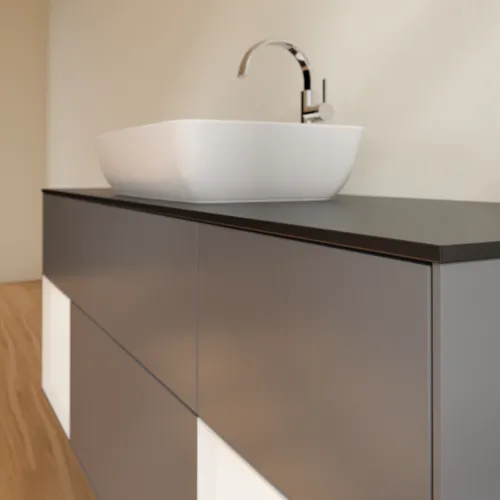 VILLEROY BOCH Toaletní skříňka Finion, s osvětlením, 4 výsuvy, 1600 x 603 x 501 mm, antracitový matný lak / bílý matný lak / černé matné sklo #F862MTGK, obrázek 6