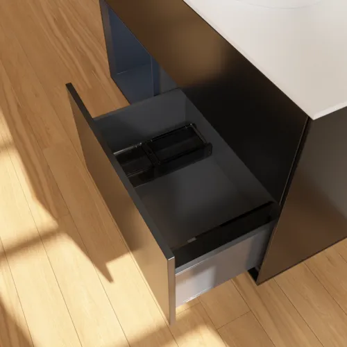 VILLEROY BOCH Toaletní skříňka Finion, s osvětlením, 2 výsuvy, 1000 x 603 x 501 mm, černý matný lak / půlnoční modrý matný lak / bílé matné sklo #F891HGPD, obrázek 7