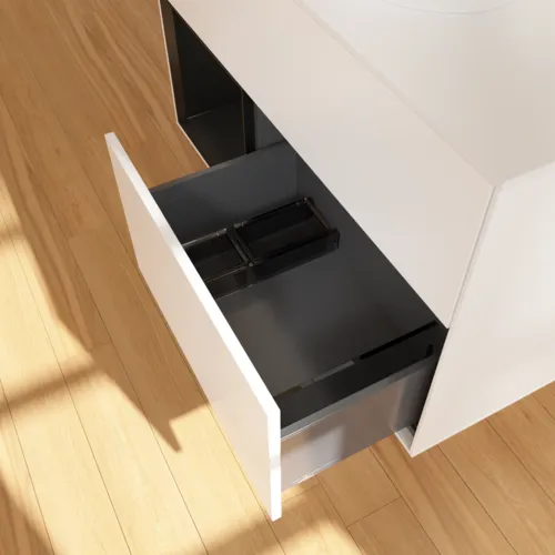 VILLEROY BOCH Toaletní skříňka Finion, s osvětlením, 2 výsuvy, 1000 x 603 x 501 mm, bílý matný lak / černý matný lak / bílé matné sklo #F891PDMT, obrázek 7