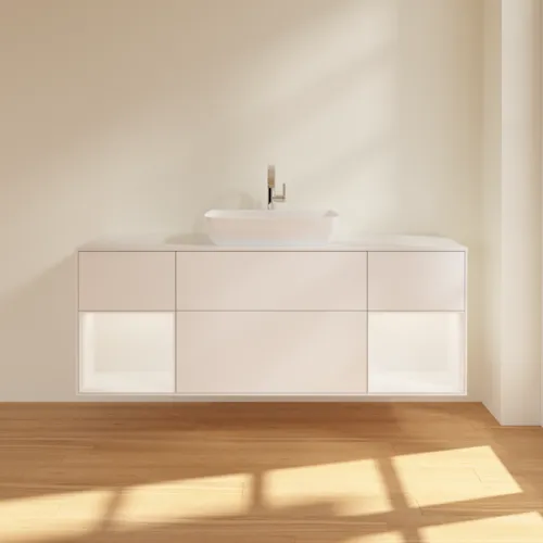 VILLEROY BOCH Toaletní skříňka Finion, s osvětlením, 4 výsuvy, 1600 x 603 x 501 mm, bílý matný lak / bílý matný lak / sklo bílé matné #F861MTMT, obrázek 3