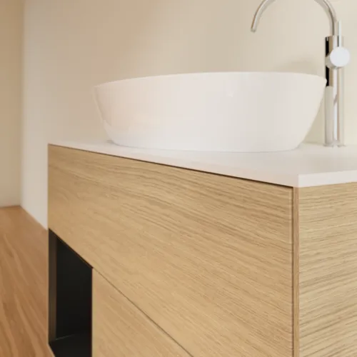 VILLEROY BOCH Toaletní skříňka Finion, s osvětlením, 2 výsuvy, 1000 x 603 x 501 mm, dubová dýha / černý matný lak / sklo bílé matné #F891PDPC, obrázek 6