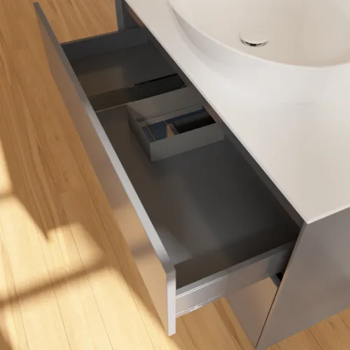 VILLEROY BOCH Toaletní skříňka Finion, s osvětlením, 2 výsuvy, 1000 x 603 x 501 mm, antracitový matný lak / půlnoční modrý matný lak / bílé matné sklo #F891HGGK, obrázek 8