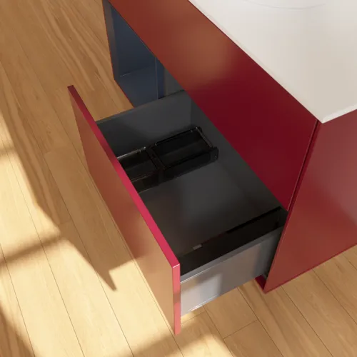 VILLEROY BOCH Toaletní skříňka Finion, s osvětlením, 2 výsuvy, 1000 x 603 x 501 mm, Pivoňka matný lak / Půlnoční modrá matný lak / Sklo bílé matné #F891HGHB, obrázek 7