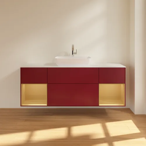 VILLEROY BOCH Toaletní skříňka Finion, s osvětlením, 4 výsuvy, 1600 x 603 x 501 mm, Peony Matt Lacquer / Gold Matt Lacquer / Glass White Matt #F861HFHB, obrázek 3
