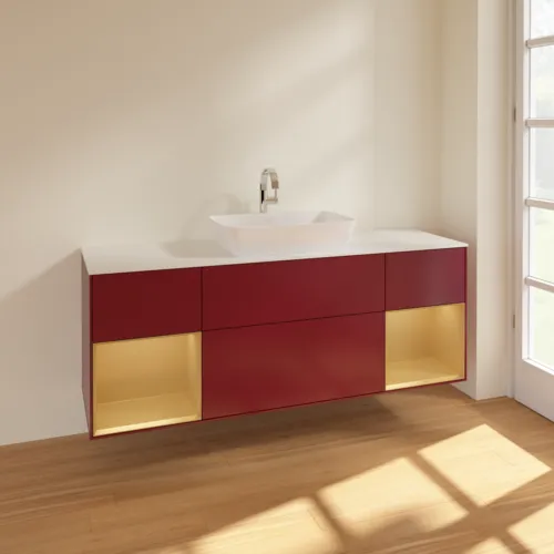 VILLEROY BOCH Toaletní skříňka Finion, s osvětlením, 4 výsuvy, 1600 x 603 x 501 mm, Peony Matt Lacquer / Gold Matt Lacquer / Glass White Matt #F861HFHB, obrázek 2