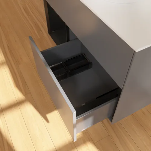 VILLEROY BOCH Toaletní skříňka Finion, s osvětlením, 2 výsuvy, 1000 x 603 x 501 mm, antracitový matný lak / černý matný lak / bílé matné sklo #F891PDGK, obrázek 7