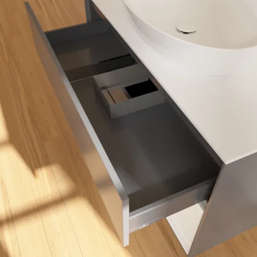 VILLEROY BOCH Toaletní skříňka Finion, s osvětlením, 2 výsuvy, 1000 x 603 x 501 mm, antracit matný lak / lesklý bílý lak / sklo bílé matné #F901GFGK, obrázek 7