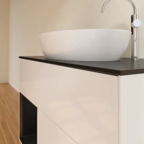 VILLEROY BOCH Umyvadlová skříňka Finion, s osvětlením, 2 výsuvy, 1000 x 603 x 501 mm, lesklý bílý lak / černý matný lak / černé matné sklo #F892PDGF, obrázek 6