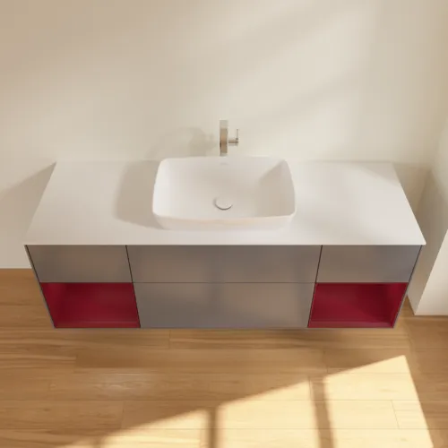 VILLEROY BOCH Toaletní skříňka Finion, s osvětlením, 4 výsuvy, 1600 x 603 x 501 mm, antracit matný lak / pivoňka matný lak / sklo bílé matné #F861HBGK, obrázek 4