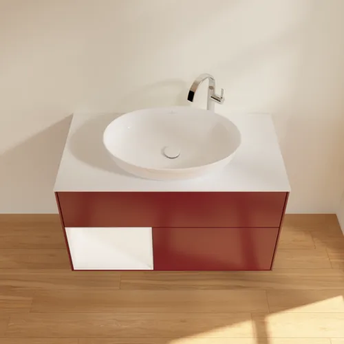 VILLEROY BOCH Toaletní skříňka Finion, s osvětlením, 2 výsuvy, 1000 x 603 x 501 mm, Peony Matt Lacquer / White Matt Lacquer / Glass White Matt #F891MTHB, obrázek 4