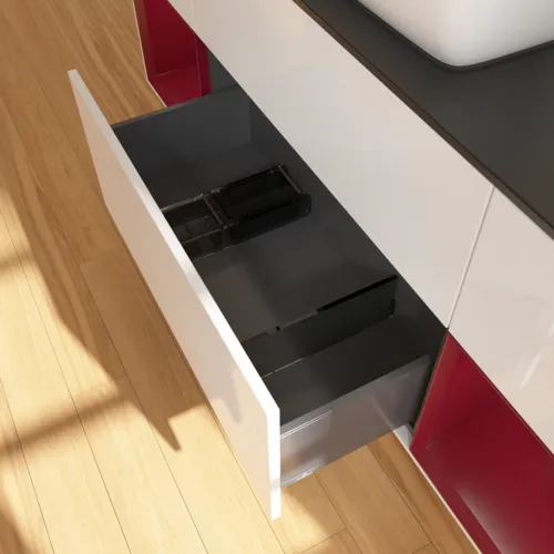 VILLEROY BOCH Toaletní skříňka Finion, s osvětlením, 4 výsuvy, 1600 x 603 x 501 mm, lesklý bílý lak / matný lak Pivoňka / matné černé sklo #F862HBGF, obrázek 7