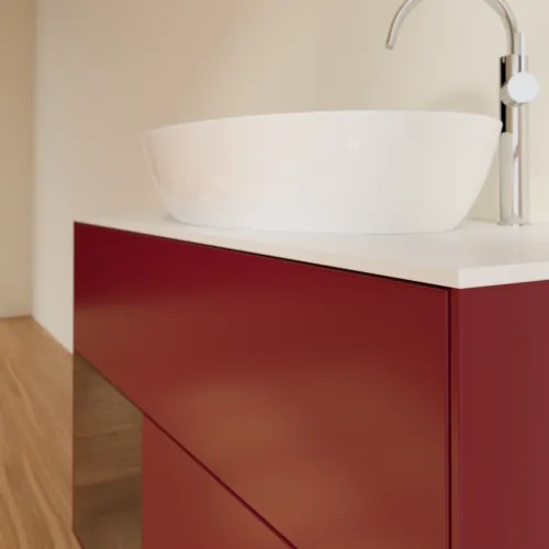 VILLEROY BOCH Toaletní skříňka Finion, s osvětlením, 2 výsuvy, 1000 x 603 x 501 mm, matný lak Peony / ořechová dýha / bílé matné sklo #F891GNHB, obrázek 6