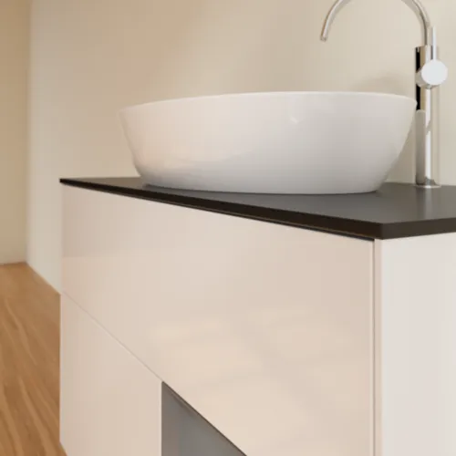 VILLEROY BOCH Toaletní skříňka Finion, s osvětlením, 2 výsuvy, 1000 x 603 x 501 mm, lesklý bílý lak / antracitový matný lak / černé matné sklo #F902GKGF, obrázek 3