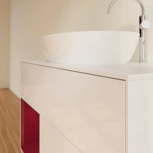 VILLEROY BOCH Toaletní skříňka Finion, s osvětlením, 2 výsuvy, 1000 x 603 x 501 mm, lesklý bílý lak / matný lak Pivoňka / matné bílé sklo #F891HBGF, obrázek 6