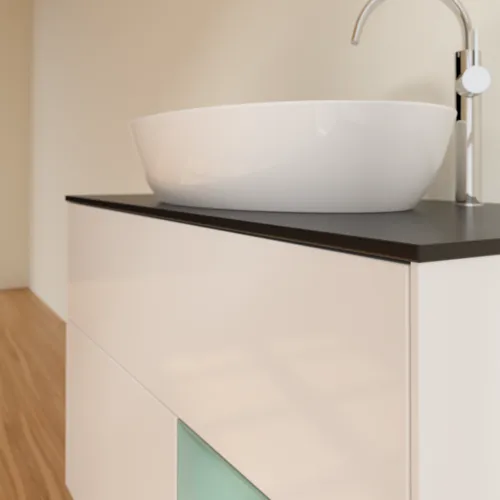 VILLEROY BOCH Toaletní skříňka Finion, s osvětlením, 2 výsuvy, 1000 x 603 x 501 mm, lesklý bílý lak / olivově matný lak / černé matné sklo #F902GMGF, obrázek 6