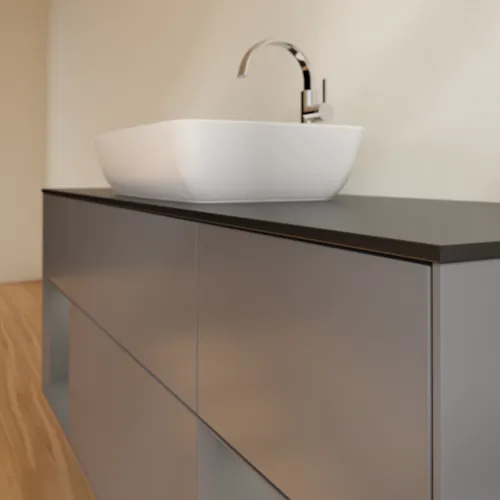 VILLEROY BOCH Toaletní skříňka Finion, s osvětlením, 4 výsuvy, 1600 x 603 x 501 mm, antracit matný lak / antracit matný lak / sklo černé matné #F862GKGK, obrázek 6